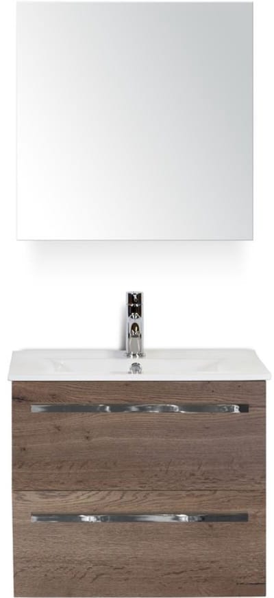 Seville Badmeubelset 60 cm - Tabacco - Keramische Wastafel Wit Enjoy met Spiegelkast
