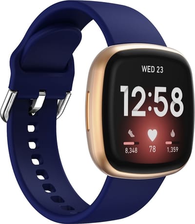 By Qubix - Compatible Fitbit bandje - geschikt voor Fitbit Versa 3 & 4 / Sense 1 & 2 - Siliconen bandje - Donkerblauw Smartwatchbandje bandje Armband Polsband Strap Band Watchband