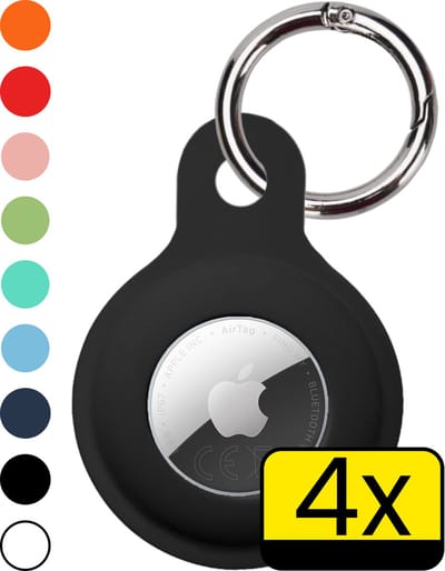 Hoesje Geschikt voor Apple AirTag 2e generatie Hoesje Sleutelhanger Houder - Siliconen Hoesje Geschikt voor Apple AirTag 2 Hoesje - Zwart - 4 Stuks