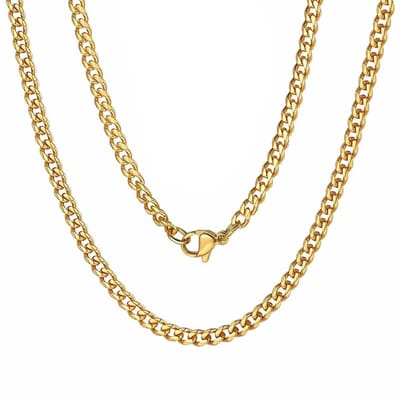 Fako Bijoux® - Schakelketting Staal - Cubaanse Schakel Ketting - RVS - Gourmette - Cuban Link - 5mm - 60cm - Goudkleurig