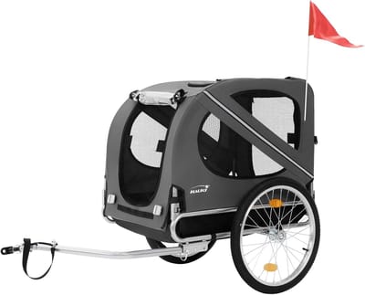 Fietskar en hondenbuggy 2 in 1 - Opvouwbaar, Grijs, Hondenkar Tot 40 kg