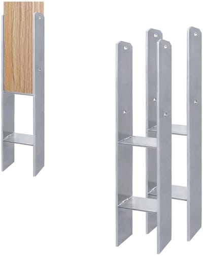 H-paaldragers - Paalankers H-anker - Hekken Plaatsen - Thermisch Verzinkt Staal - 600mm Lengte 91mm Breedte - Zilverkleurig