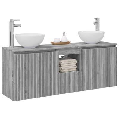 vidaXL - Badkamerkast - set - 3 - st - Grijs - Sonoma - 129 - x - 35 - x - 80 - cm