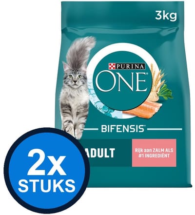 2x Purina One - Adult Zalm&Verse Groenten - Kattenvoer Droogvoer - 3 kg