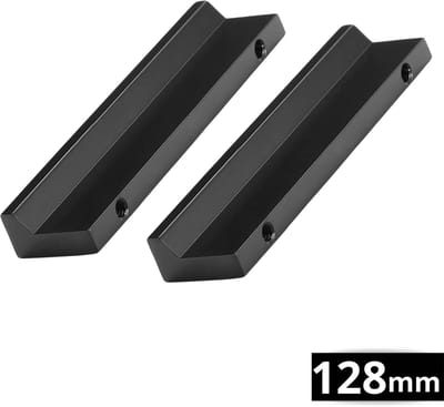 Handgreep 128mm Aluminium Zwart 2X – Greepjes - Handgreep - Handgrepen keukenkastjes - Handvatten - Meubelgreep Zwart - Handgrepen voor deurtjes