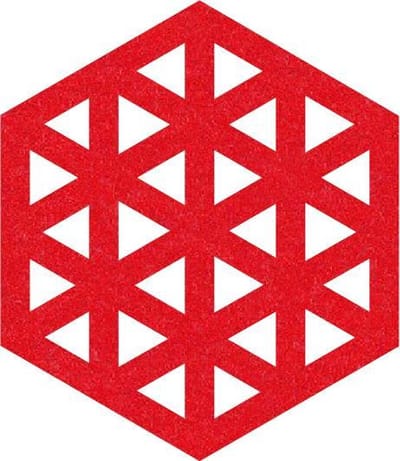 Design Hexagon vilt onderzetters - Rood - 6 stuks - ø 10 cm - Tafeldecoratie - Abstract - Glas onderzetter - Cadeau - Woondecoratie - Tafelbescherming - Onderzetters voor glazen - Keukenbenodigdheden - Woonaccessoires - Tafelaccessoires