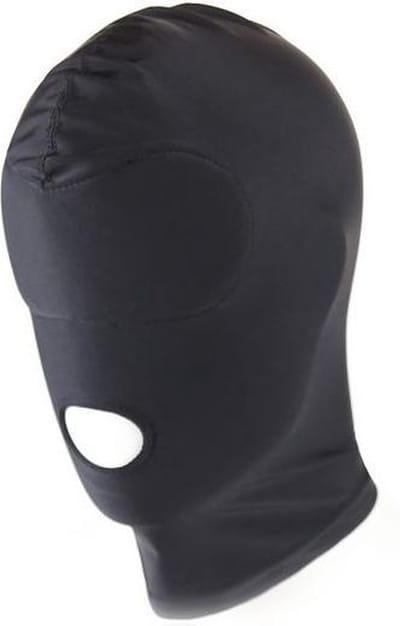 Kiotos - Zwarte BDSM Hood - Spandex Met Mondopening