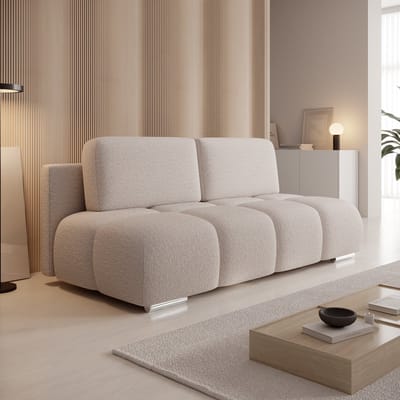 Meubella - Hindrance - Slaapbank - Teddystof beige