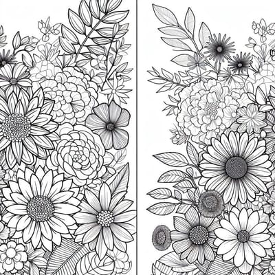 Line art bloemen schilderij | Prachtige lijnen en kleuren verweven tot betoverend bloemenkunstwerk | Kunst - 40x40 centimeter op Dibond | Foto op Dibond