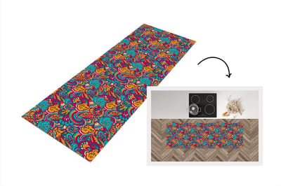 Keukenloper - Loper keuken - Hippie - Flora - Abstract - Patroon - 150x50 cm - Keukenloper vinyl