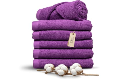 Miss Towels 70x140 Handdoeken Set 6 st. - 5 sterren Hotelkwaliteit - Badtextiel - Luxe Badhanddoeken - Zachte Badlakens - Paars - Made in Portugal