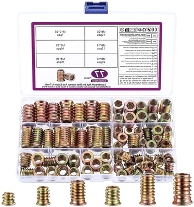 Complete Set van 77 Draad Inserts voor Hout, M6 M8 M10 Schroefmoeren en Draadbussen voor Meubelmontage en Verbetering van Houten Constructies