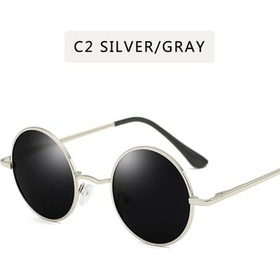 Mode Ronde Gepolariseerde Zonnebril Heren Dames Tinten Retro Legering Zonnebril UV400 Oogmode C3 gray