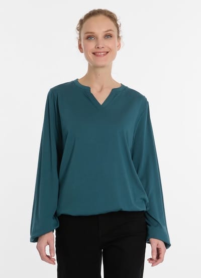 Ragwear - Blouse Santica petrol LM dames v-hals - maat L