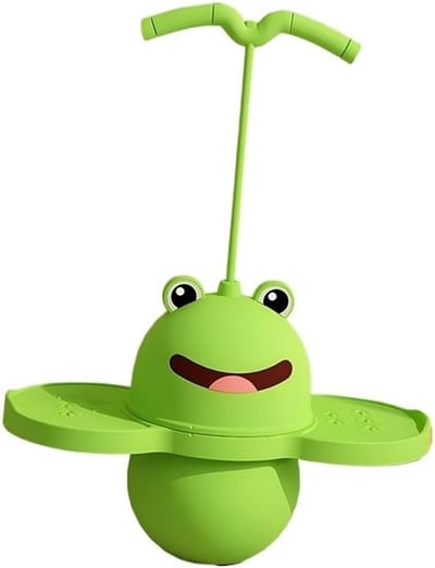 Increase The Height of The Balance Elastic Ball, and Train The Sensory System Between Jumps to Coordinate The Relationship Between Mind, Brain and Body and Balance Each Green Frog