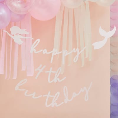 Letterbanner Happy Birthday Mermaid Customisable - 2 meter / GINGER RAY / LUXE FEEST DECORATIE / ZEEMEERMIN FEESTJE / ZEEMEERMIN DECORATIE SLINGER