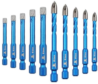 Diamant Boor Bit - 10 Stuks 1/4 Inch - Voor Porselein, Tegels, Steen en Marmer - Ideaal voor Harde Materialen - ShopVlot