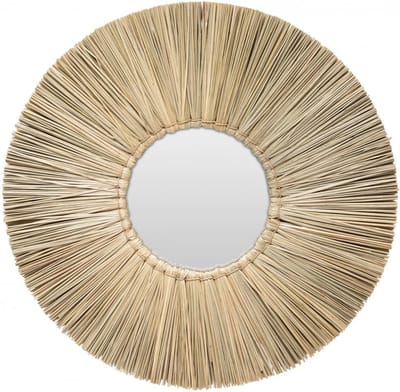 PS-Collection De Alang Alang Spiegel - ø50cm - Naturel - spiegel goud, wandspiegel, wandspiegel rechthoek, wandspiegel industrieel, wandspiegel zwart, wandspiegel rond, wandspiegels woonkamer, decoratiespiegel, spiegel rond