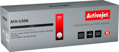 ActiveJet AT-530N Toner voor HP-printer; HP 304A CC530A, Canon CRG-718B Vervanging; Opperste; 3800 pagina's; zwart.