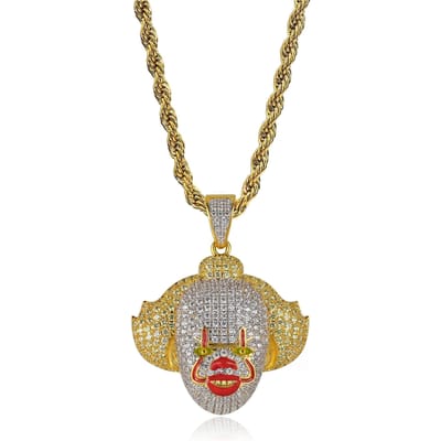 Europese en Amerikaanse Hip Hop Cosplay 3D Clown Hanger Halloween Cadeauverpakking Ketting beige