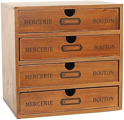 Stellar Bureauladedoos - Opbergdoos - Vintage sieradendoos - Houten kist - Lade-organizer - Kast - Kastje met lades - Houten tafelkastje - Organizer - Sieradenkistje - Houten kist met lade