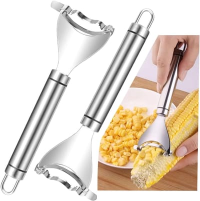 Set van 2 Maïskorrels Schiller - RVS Maïs Schiller met Ergonomische Handgreep voor Eenvoudig Verwijderen van Maïskorrels, Ideaal Keukenhulpmiddel voor Maïs en Groenten