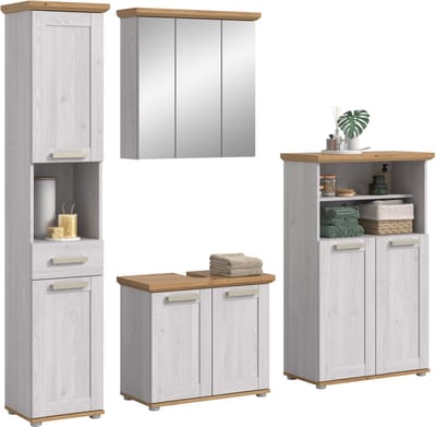 Badcombinatie met wastafel-kast-hoge kast-spiegelkast - Moderne badkameroplossing - 213x187x34cm