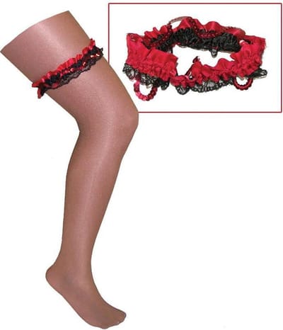 Kousenband zwart-rood - sexy