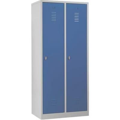 Kledinglocker, 2 deuren, B 800 x H 1800 mm Hangslot, lichtgrijs/blauw