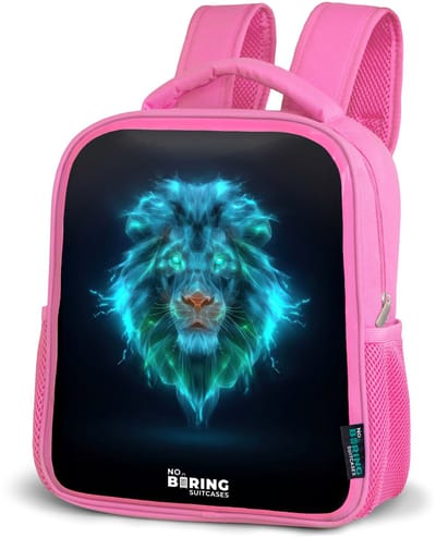 NoBoringSuitcases.com® - Rugzak roze - Schooltas meisjes - Lichtgevende leeuw - Kinder rugtas meisje - Boekentas kind - Kinderrugzak voor school - Schoolrugzak