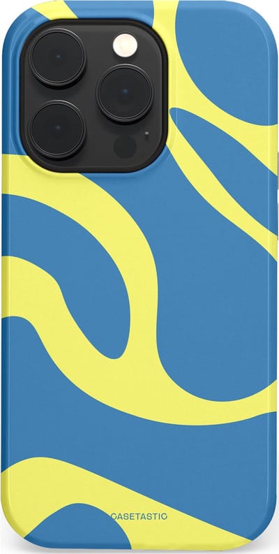 Casetastic hoesje geschikt voor Apple iPhone 14 Pro - MagSafe - Dubbellaagse bescherming - Blauwe Gele Zee Stranden - Fashion Case - Lavendel Goud Lichtblauw