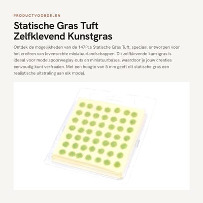Dailygoods- Statisch Gras 147Pcs - Zelfklevend - Kunstmatig Gras - Modellering Terrein - Miniatuurbases - Realistische Details - Modelgras