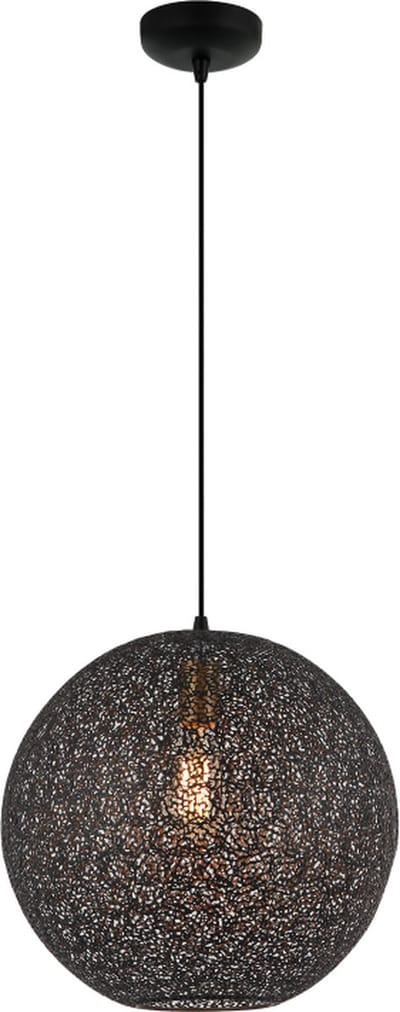 Chericoni Rolo Hanglamp - 1 Lichts - Ø40 cm - Zwart Metaal - E27 Fitting - Ronde Bolvormige Hanglamp