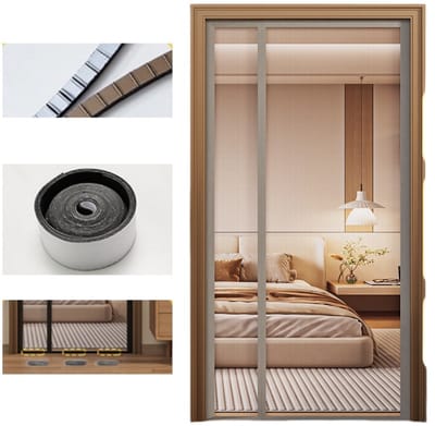 Magnetische hordeur met doorlopende magneetstrip – Magnetisch horgordijn – Privacyhor zonder boren – Eenvoudige montage – Geschikt voor deuren en balkons – Insectenwerend – Hordeur voor terras – Horgaas – Verticaal horgordijn – 100*240cm