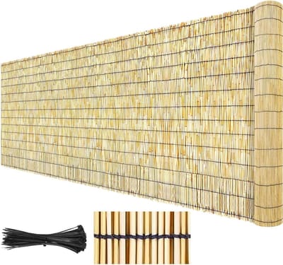Natuurlijk Hek Bamboe - Buiten Privacy - Tuin Decoratie - Lichtblokkerend Ademend - 30 cm x 300 cm - Zwarte Lijn