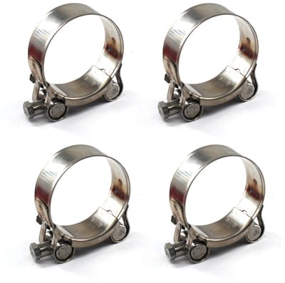 Clamp, 304 Stainless Steel T Bolt, 4 Pieces, Hose Clamp Tool, Fits 52-55mm, Unique Lock Nut Design
