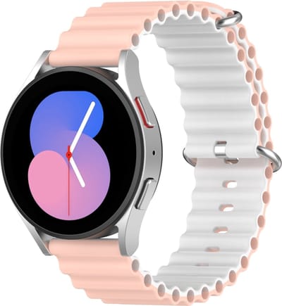Siliconen bandje - geschikt voor Samsung Galaxy Watch 3 45mm / Galaxy Watch 46mm / Gear S3 Classic & Frontier en Polar Vantage M / M2 / V3 / Grit X (Pro) - roze-wit
