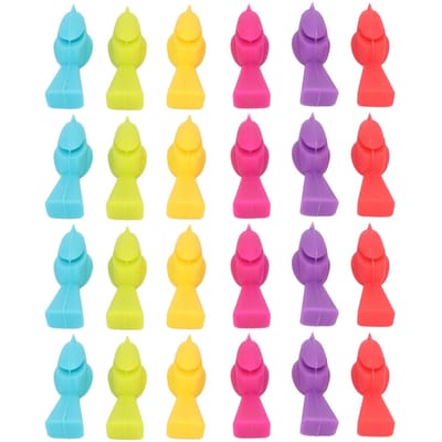 4 Sets Étiquettes de Verre à Vin Silicone Réutilisables Forme d'Oiseau Marqueurs Identificateurs de Verre à Boire pour Bars