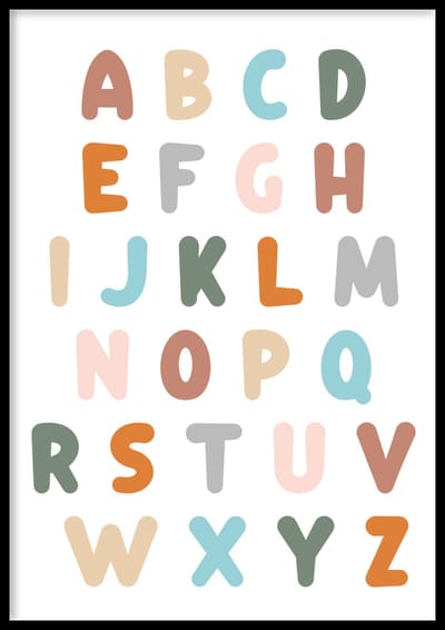 Poster Alfabet - Kinderkamer poster - Babykamer poster - Kinderkamer decoratie - 30x40 cm - Exclusief lijst - WALLLL