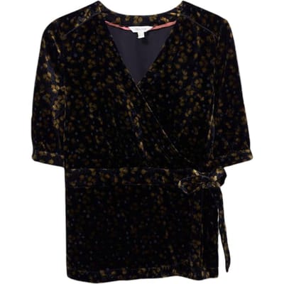 White Stuff Isabelle Velvet Wrap Top Grey Multi Maat: 8 | Blouses Outlet | Dames | Grijs