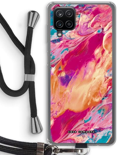 Case Company® - Hoesje met koord geschikt voor Samsung Galaxy A12 hoesje met Koord - Pastel Echoes - Telefoonhoesje met Zwart Koord - Bescherming aan alle Kanten en Over de Schermrand