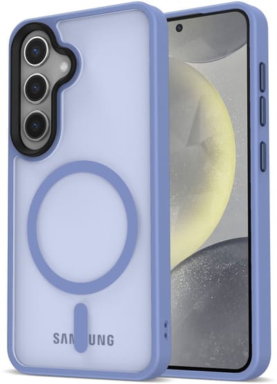 Hoesje Geschikt voor Samsung Galaxy S25 Plus - Compatibel met MagSafe / Qi2 - Matte Beschermhoes - Back Cover met Magneet - Blauw