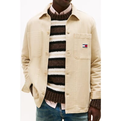 Tommy Hilfiger Oversized Fit Herringbone Twill Overshirt Gulf Sand Taglia: S | Camicie Casual Outlet | Uomo | Marrone