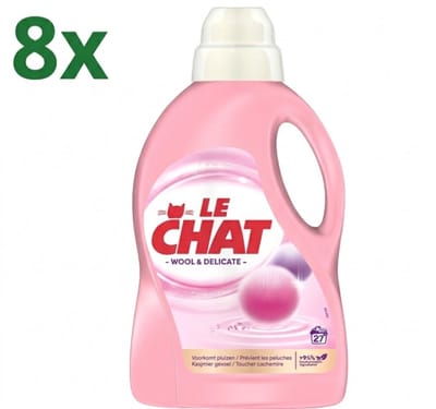 (8x) Le Chat Vloeibaar Wasmiddel Wol & Delicate Was 27 wasbeurten - 1,35 liter