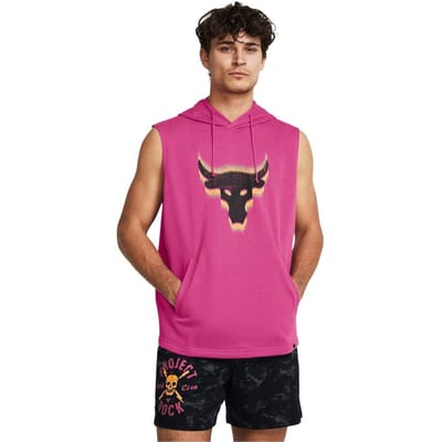 Under Armour Mannen-hoodie zonder mouwen met stierenkop (Roze)