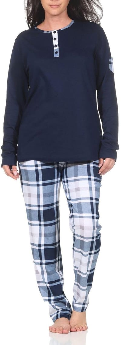 Normann damespyjama met geruite jersey pyjamabroek - ook in grote maten