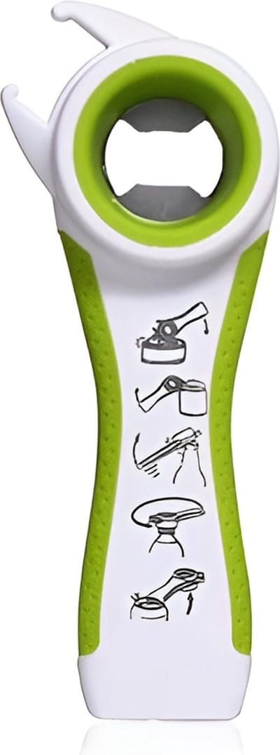 5-in-1 bieropener wit/groen duurzaam | Multifunctionele opener | Flesopener |