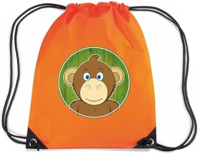 Apen rijgkoord rugtas / gymtas - oranje - 11 liter - voor kinderen