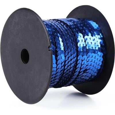 DIY 100 Yards 6mm Glanzende Versiering Naaikoordjes Platte Ronde Pailletten Lijn Accessoire (Zwart) saffierblauwe kleur