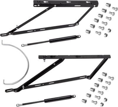 Emuca Set Verhoogmechanismeset voor bed, vooraan openend, voor bedden van 135 cm, Staal, Zwart gelakt
